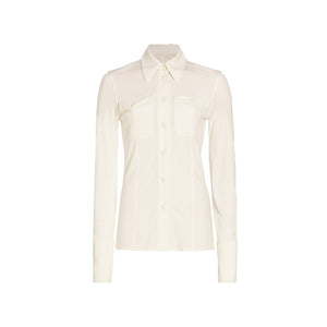 Helmut Lang Point Collar White Long Sleeve Pocket Shirt Size M