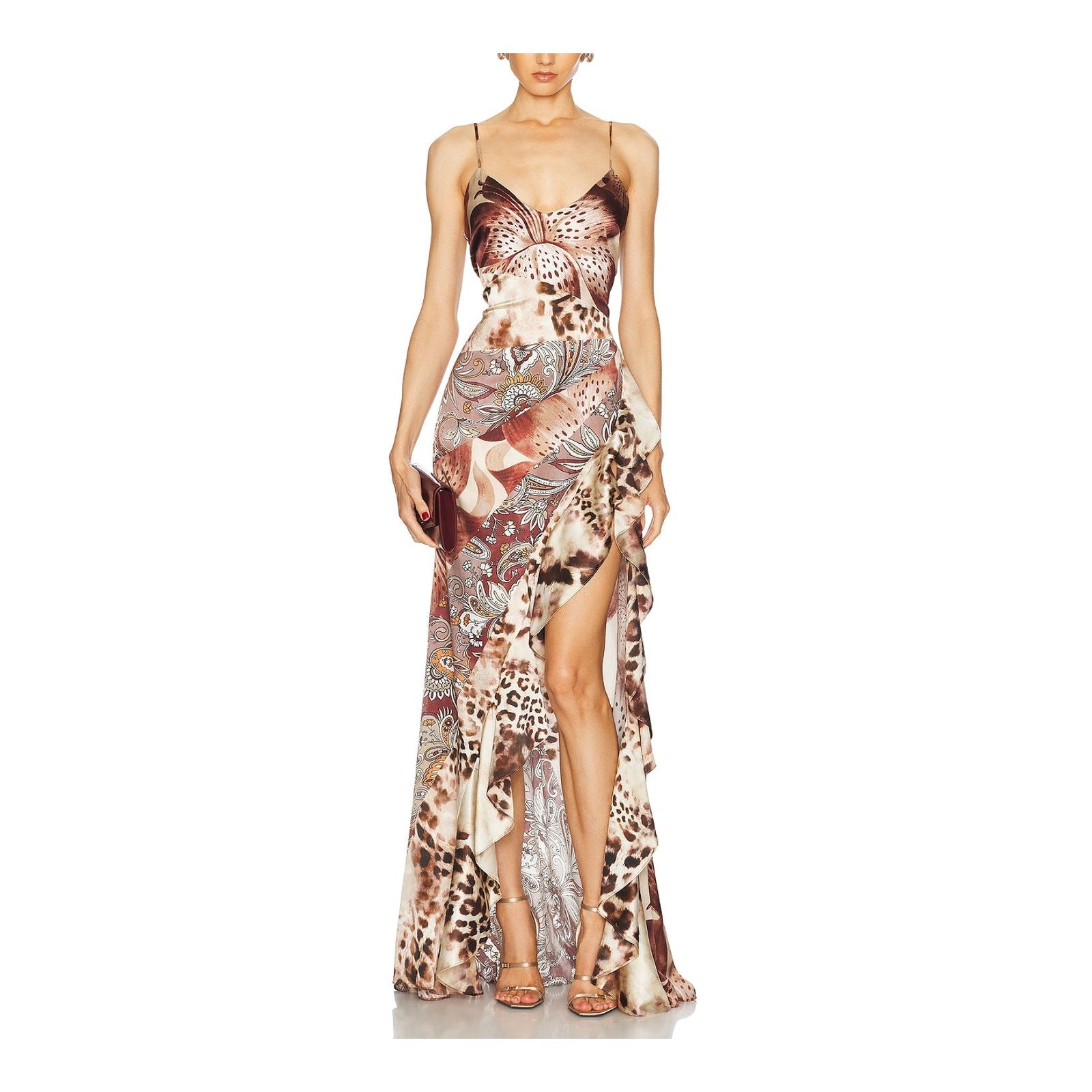 Retrofete 'Raelynn' Brown Silk Silk Dress Size S