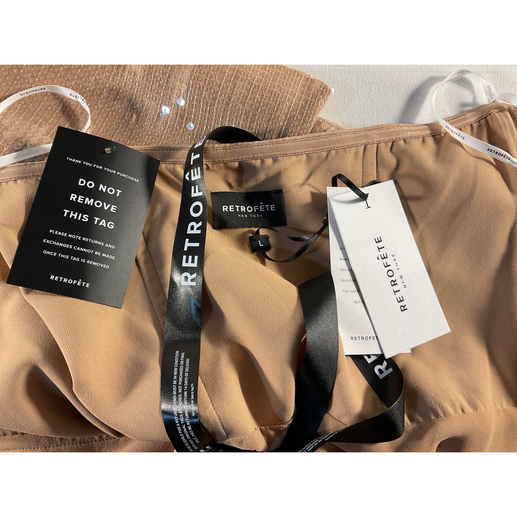 Retrofete 'Ember' Tan Sequin Embellished Dress Size M - NWT