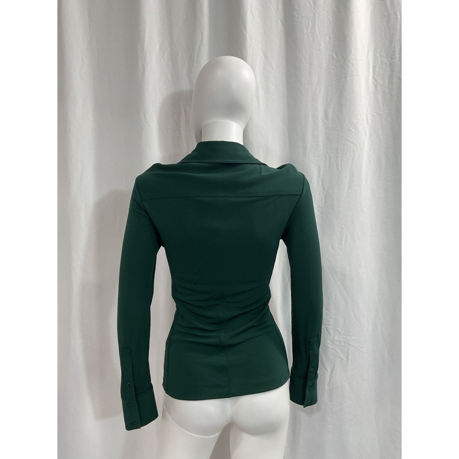 Proenza Schouler 'Matte' Green Long Sleeve Crepe Button Down Size 2