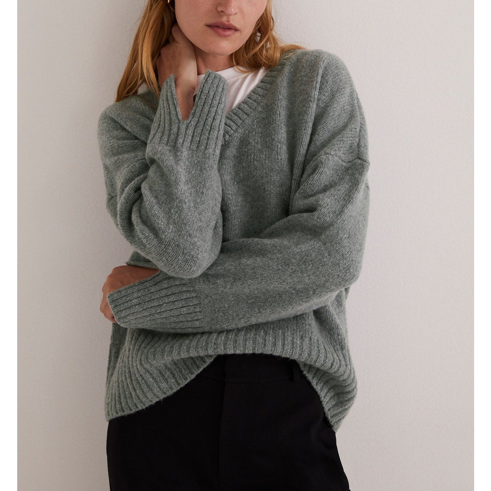 Favorite Daughter 'The William' Grey Wool Cashmere V Neck Sweater Size S