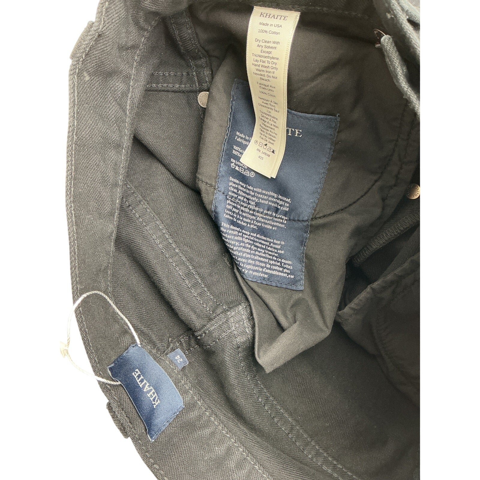 Khaite 'Corben' Black Cotton Low-Rise Denim Jean Size 24