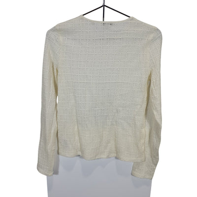 Vince Textured Lace Plaid Jacquard Wool Long Sleeve Size M Top