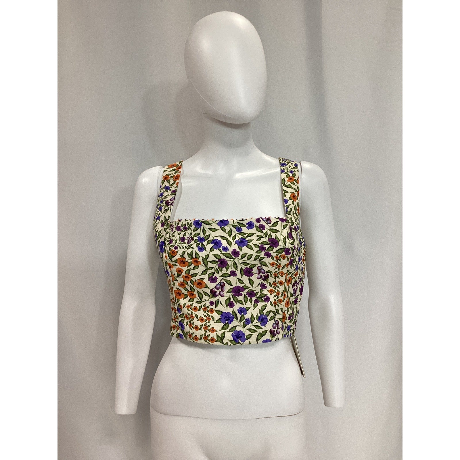 Agua Bendita 'Kosia' Blue Linen Top Size M - NWT