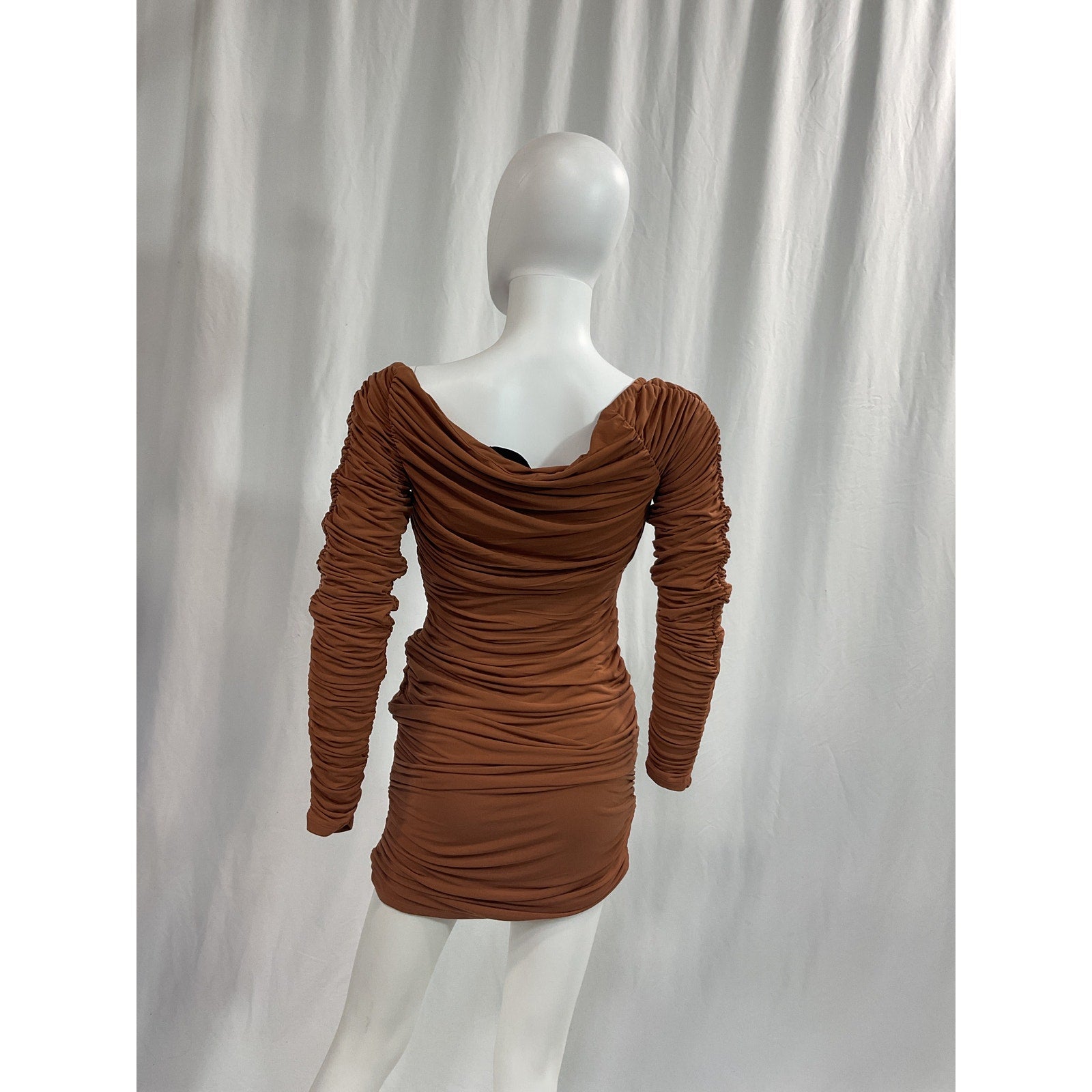 Michael Costello x Revolve 'Ana' Brown Off Shoulder Mini Dress Size S