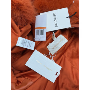 Adrienne Landau Plush Orange Faux Fur Hooded Vest Size S