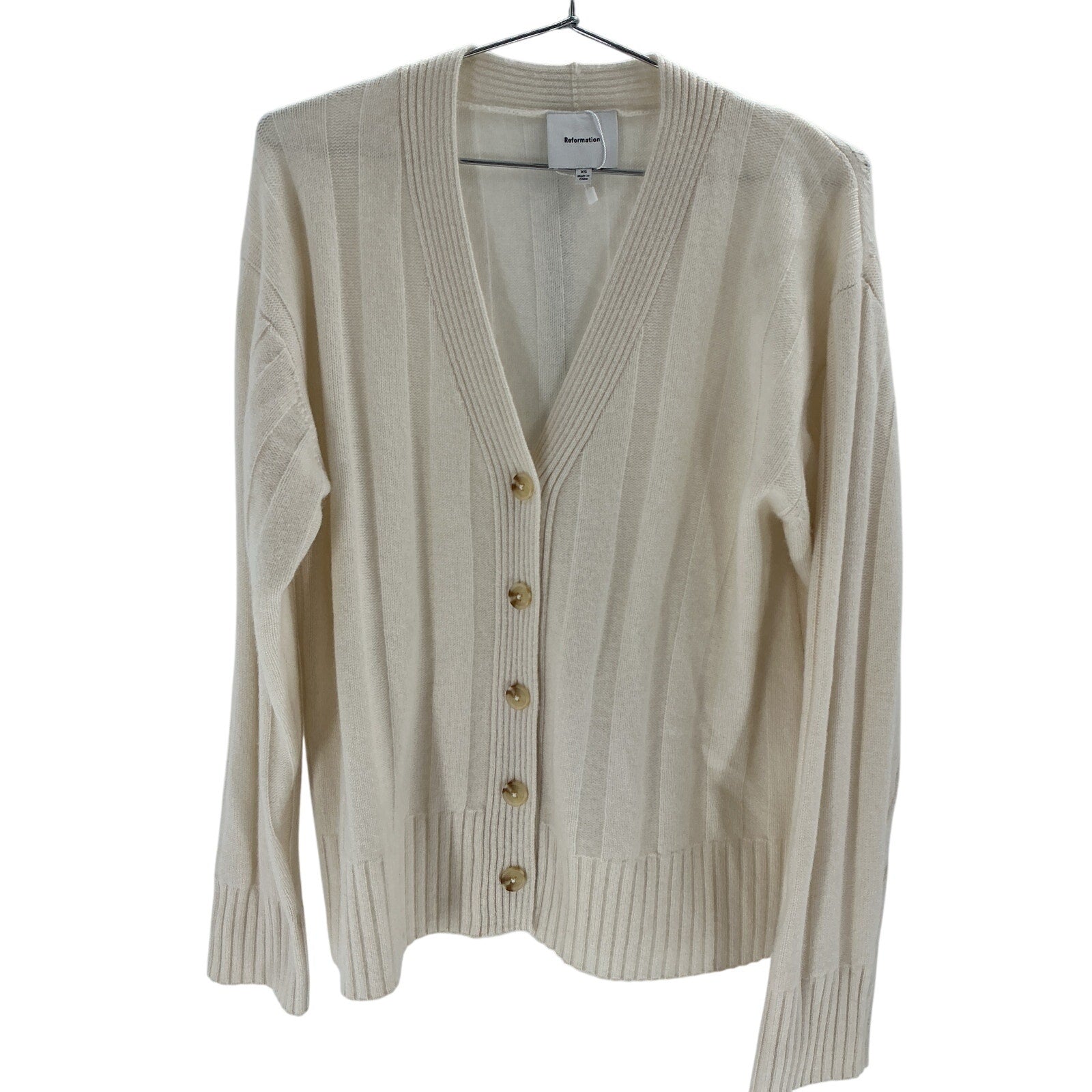 Reformation 'Capri' White Cashmere Oversized Cardigan Size XS