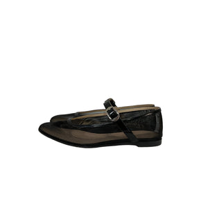 Le Monde Beryl Mesh Black Mary Jane Flats Size 37.5