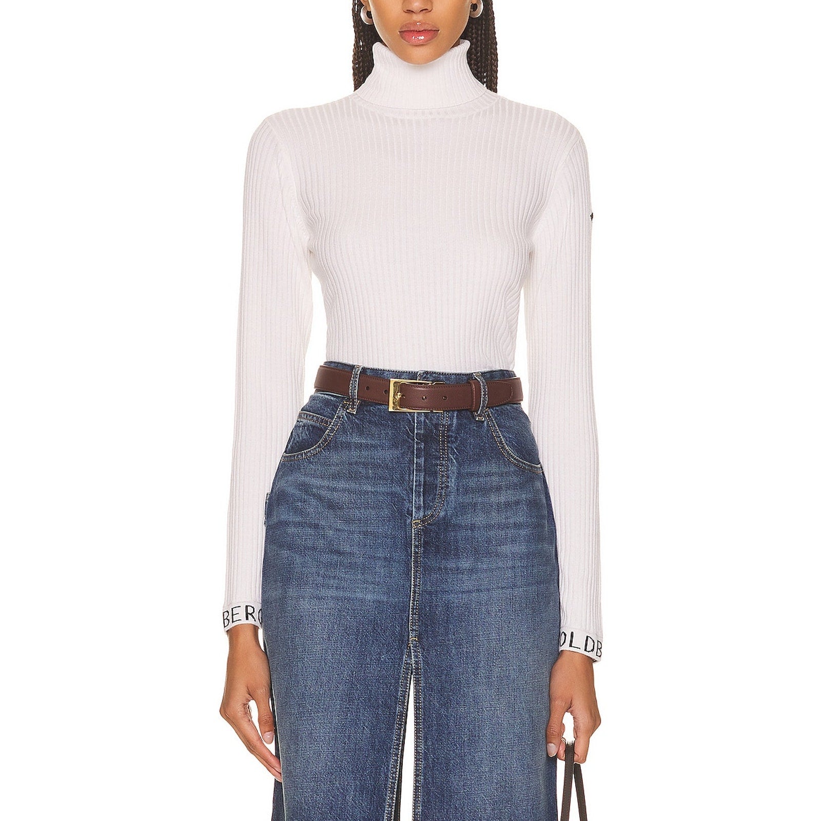 Goldbergh 'Mira' White Acrylic Turtleneck Sweater Size XS