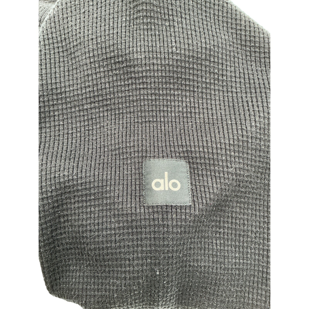 Alo Yoga 'Waffle' Black Weekend Escape Mock Neck Long Sleeve Top Size S