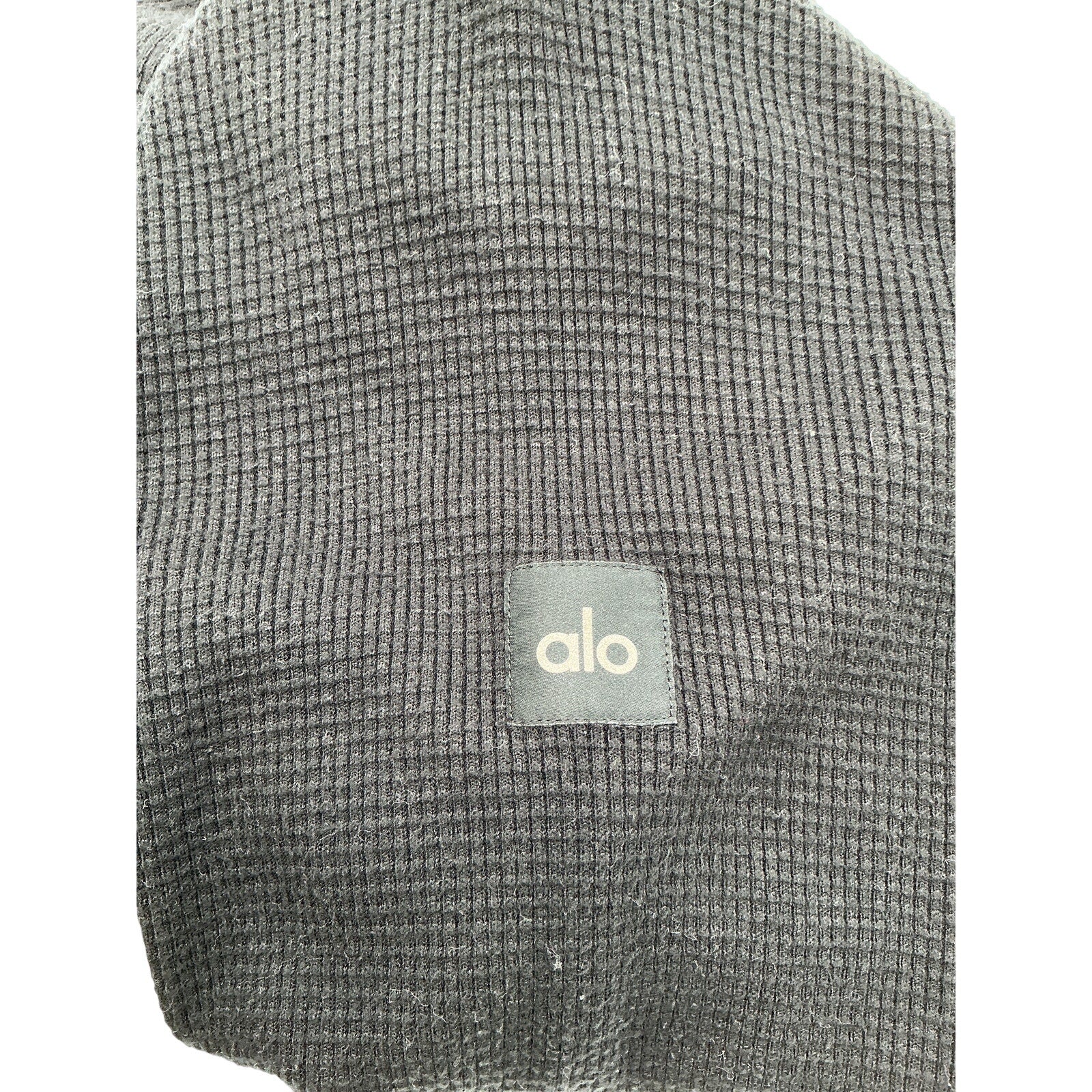 Alo Yoga 'Waffle' Black Weekend Escape Mock Neck Long Sleeve Top Size S