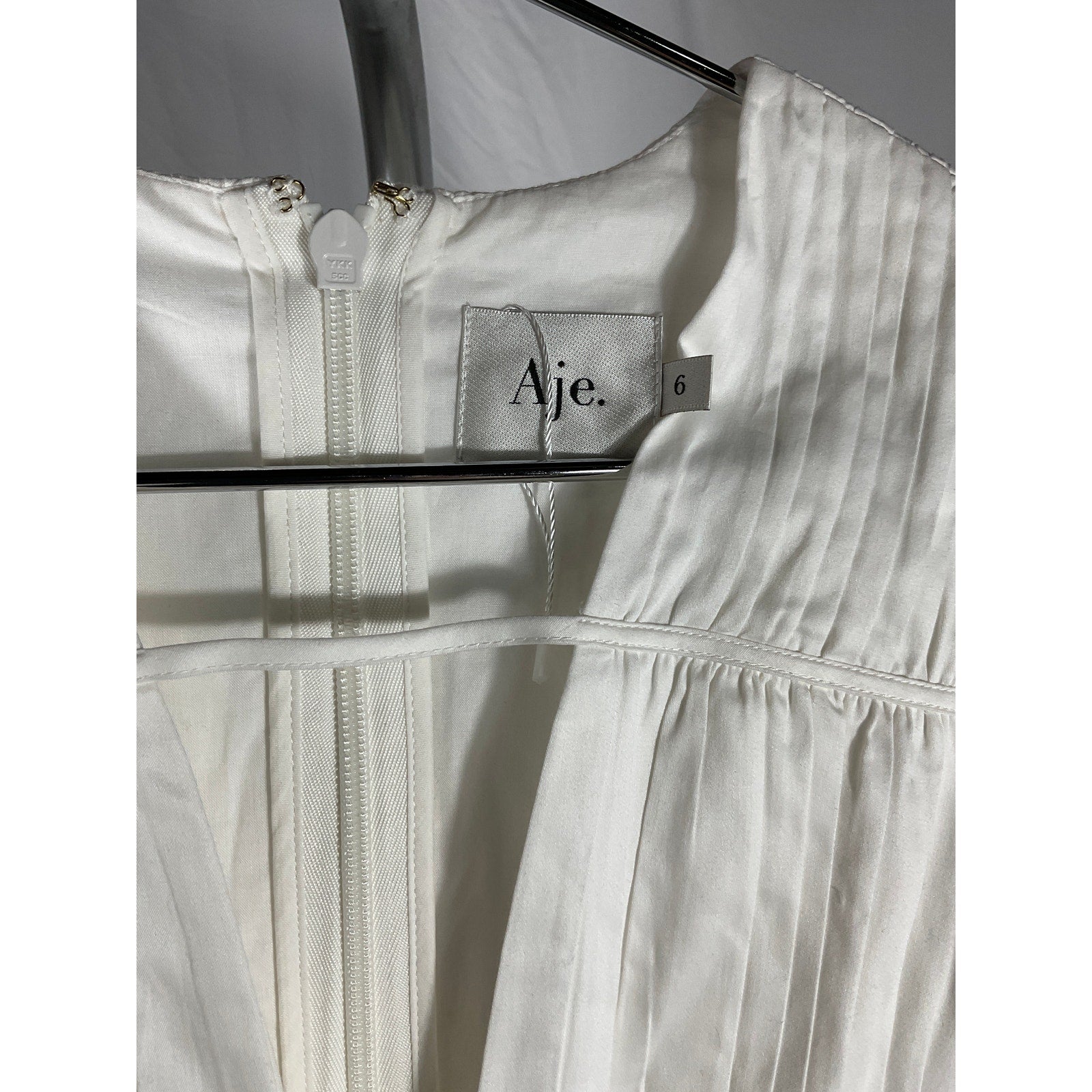 Aje 'Fallingwater' White Cotton Ruched Mini Dress Size 6