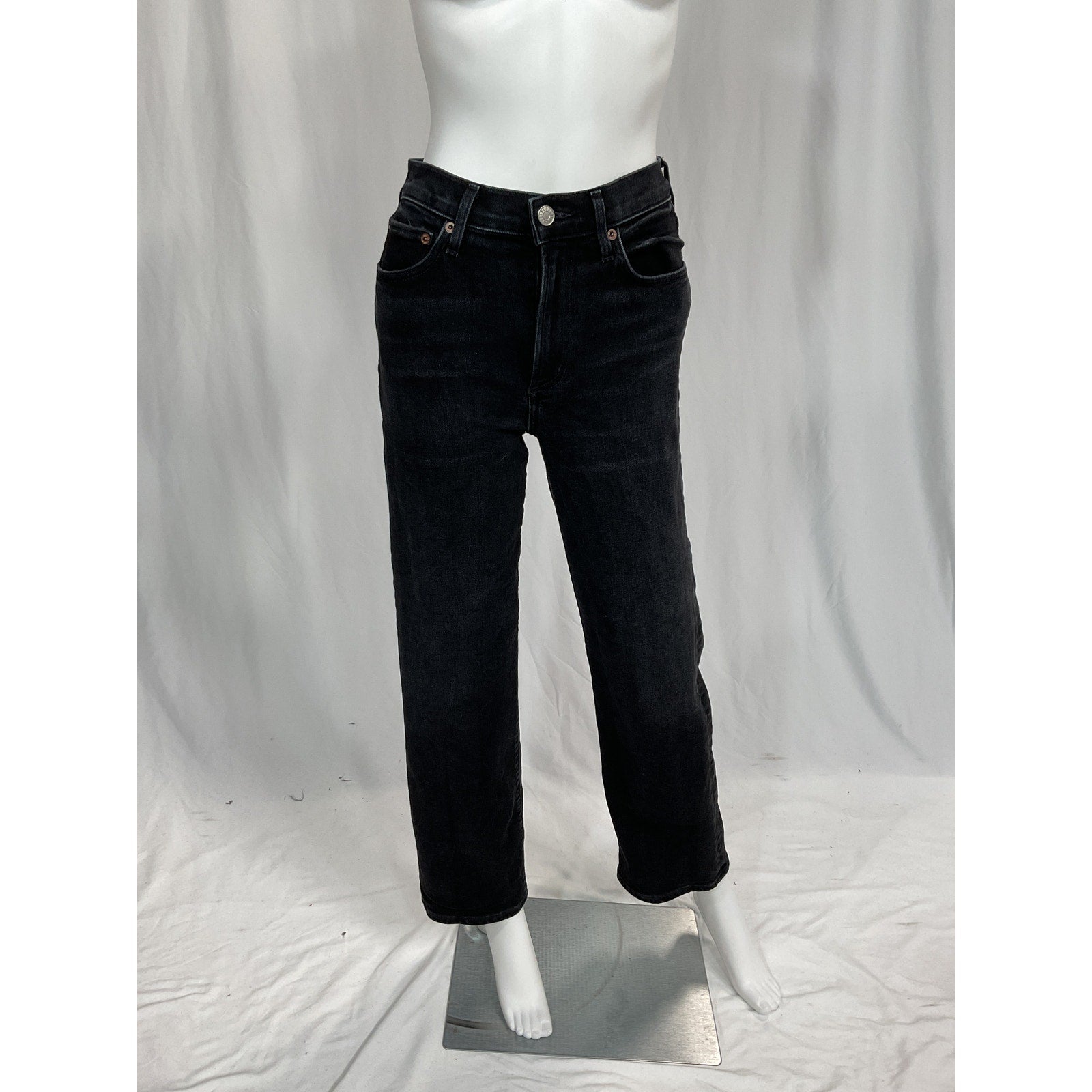 Agolde 'Harper' Black Mid Rise Wide Straight Denim Jean Size 23
