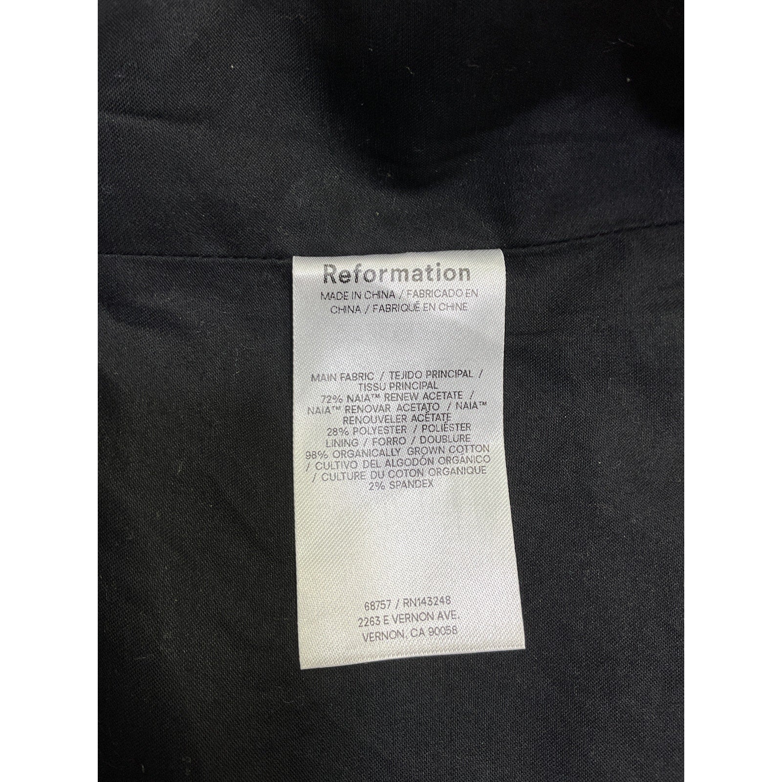 Reformation 'Aradia' Black Acetate Top Size 6