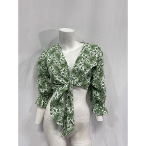 Faithfull The Brand 'Jacinta' Green Linen Top Size XS