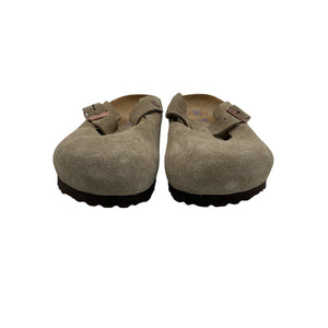 Birkenstock 'Boston' Tan Suede Soft Footbed Clog Shoe Size 8
