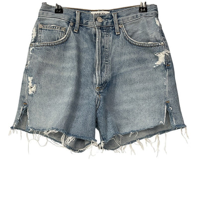 Agolde Distressed Blue Riley Denim Shorts Size 25
