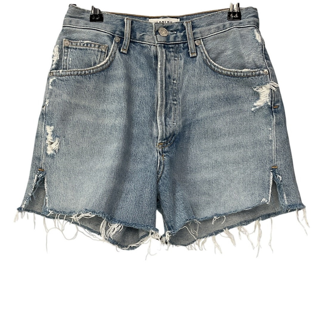 Agolde Distressed Blue Riley Denim Shorts Size 25