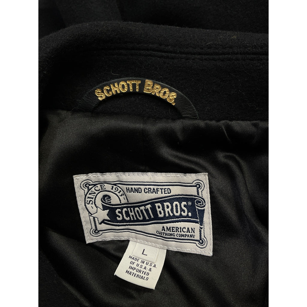 Schott Nyc Wool Blend Black Wool Peacoat Size L