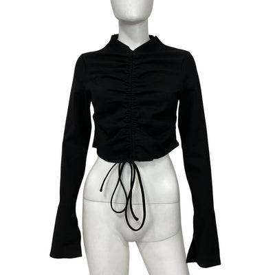 Nicholas Ruched Black Fleur Top Size Us 8