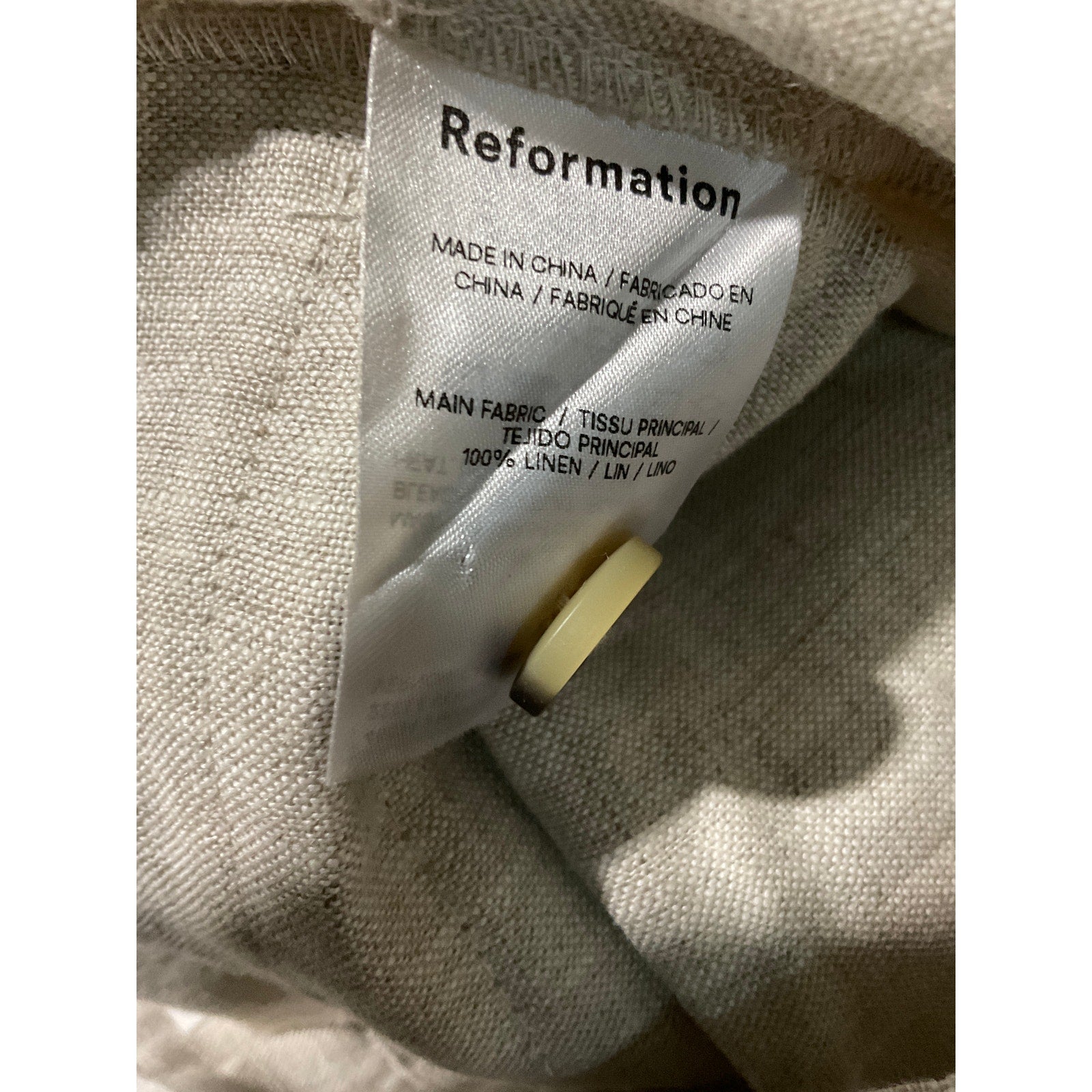 Reformation 'Mason' White High Rise Linen Pant Size 4