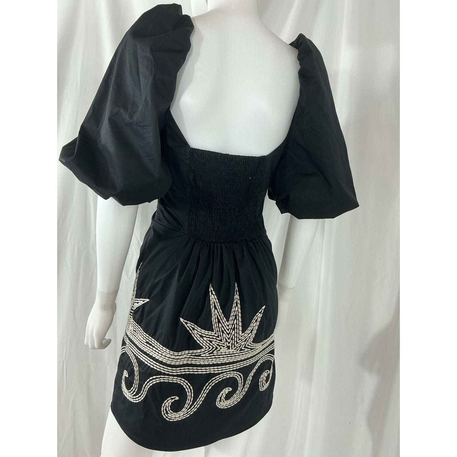 Johanna Ortiz Simple Pleasures Black Cotton Stretch-Cotton Mini Dress Size S