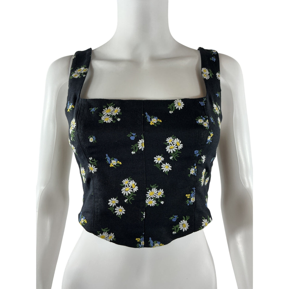 Reformation Floral Daisy Embroidery Rover Linen Top Tank Size 2