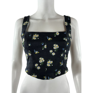 Reformation Floral Daisy Embroidery Rover Linen Top Tank Size 2