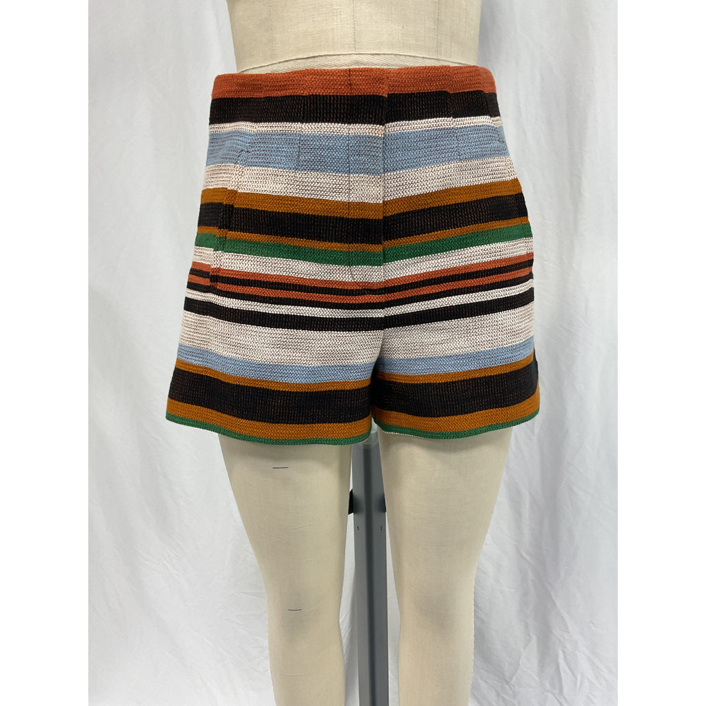 Veronica Beard 'Jazmin' Orange Cotton Striped Short Size 2