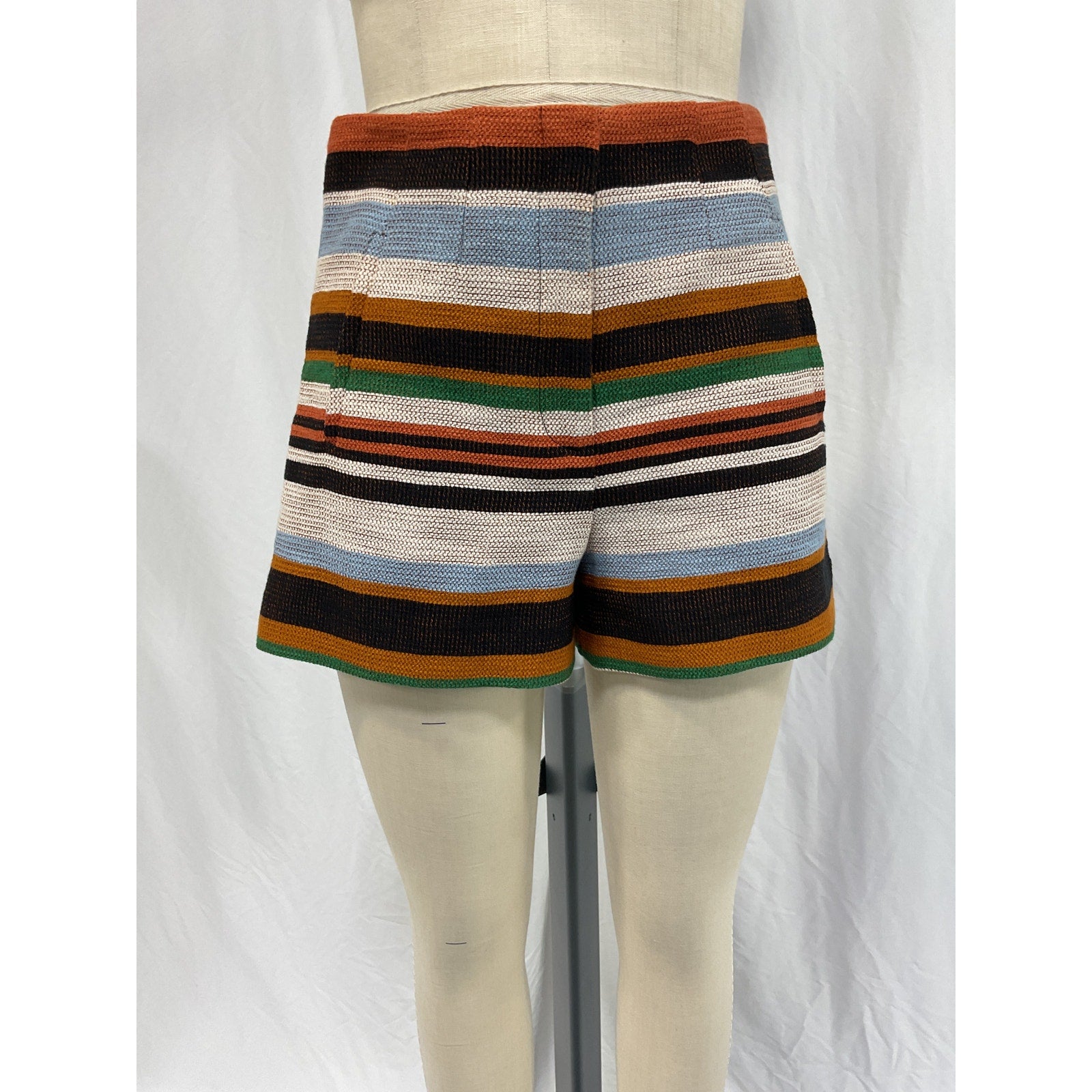 Veronica Beard 'Jazmin' Orange Cotton Striped Short Size 2