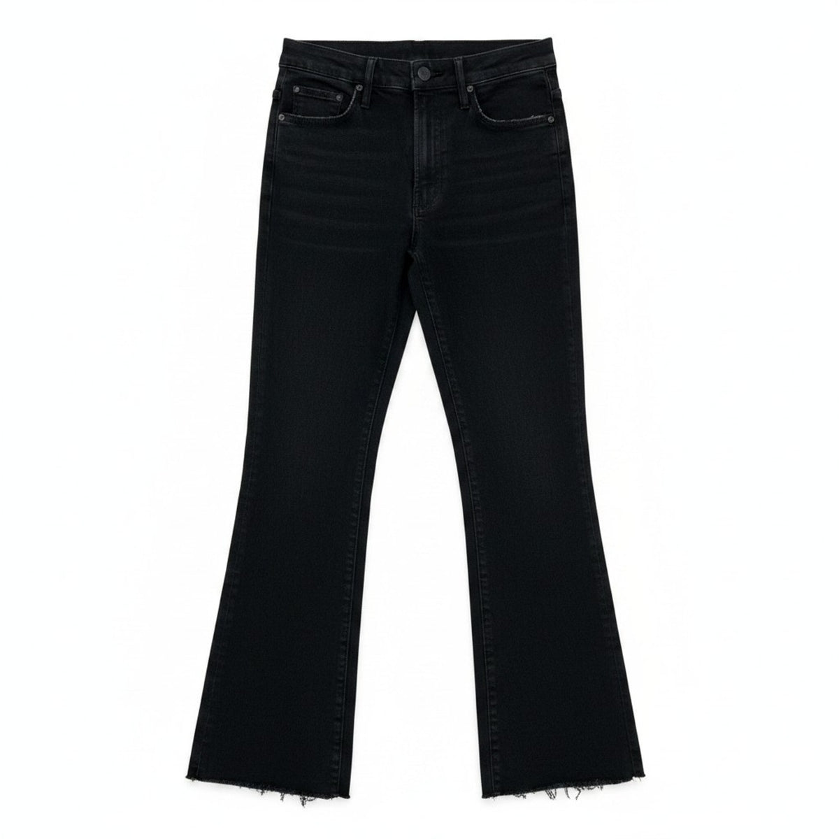 Mother Sleek Black Insider Crop Step Fray Denim Jeans Size 27