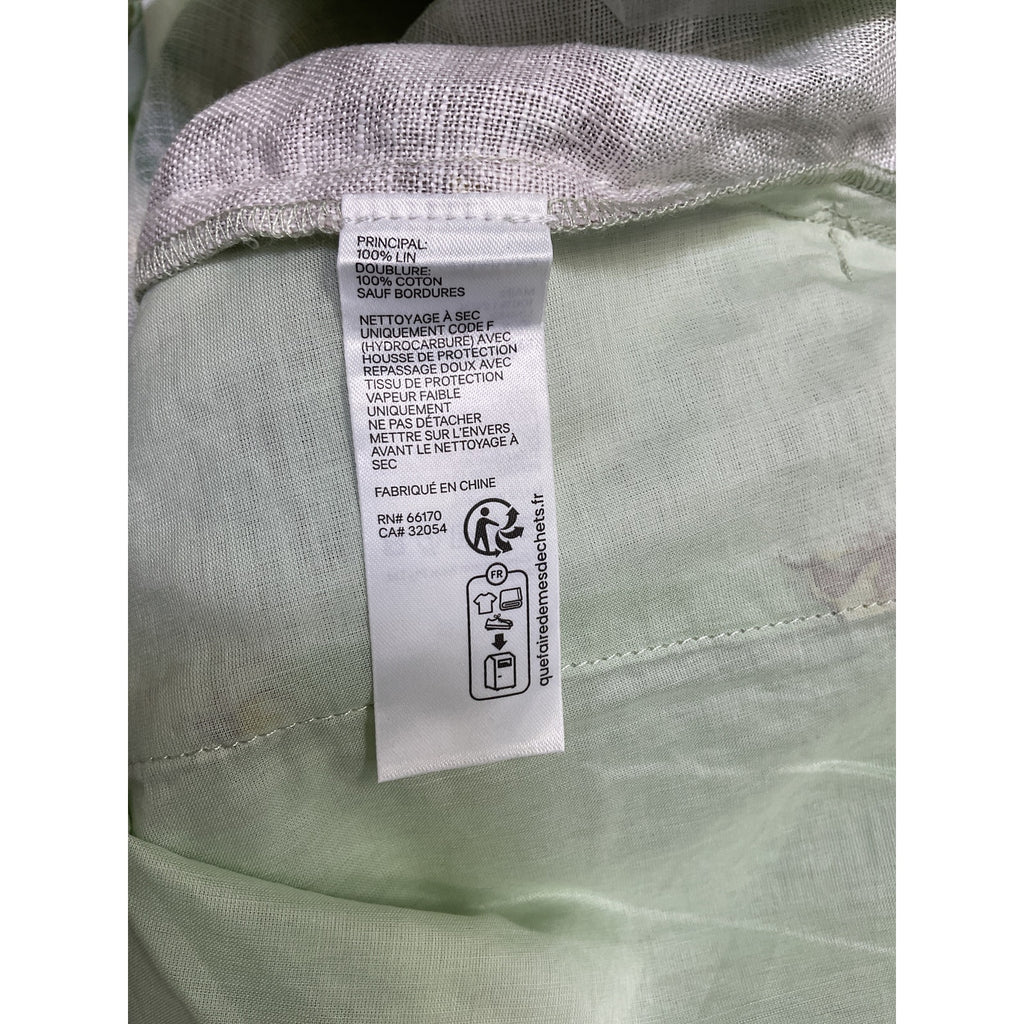 Zimmermann Green Linen Floral-Print Straight-Leg Pants Size 1 - NWT