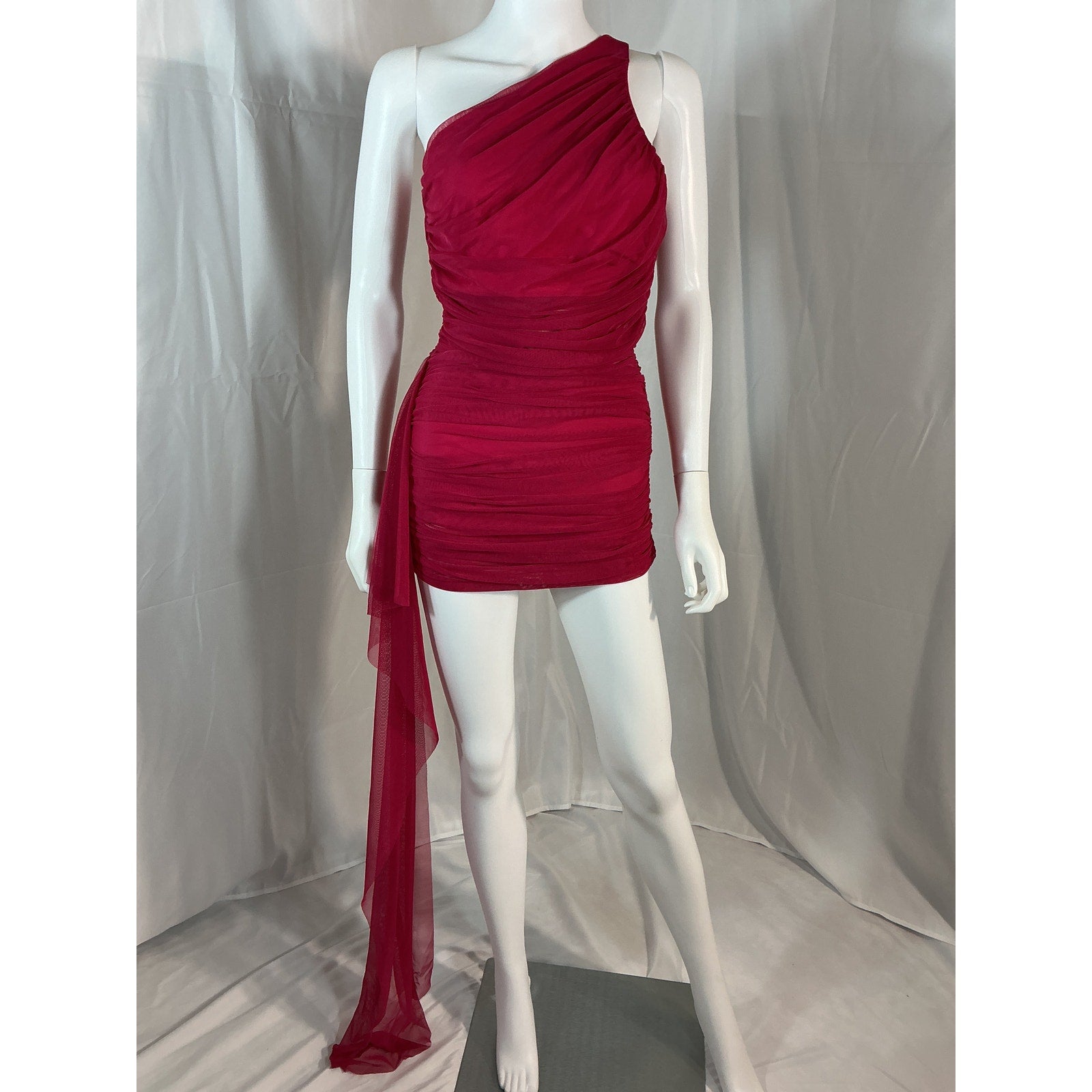 The Sei One Shoulder Pink Mini Dress With Train Size S - NWT