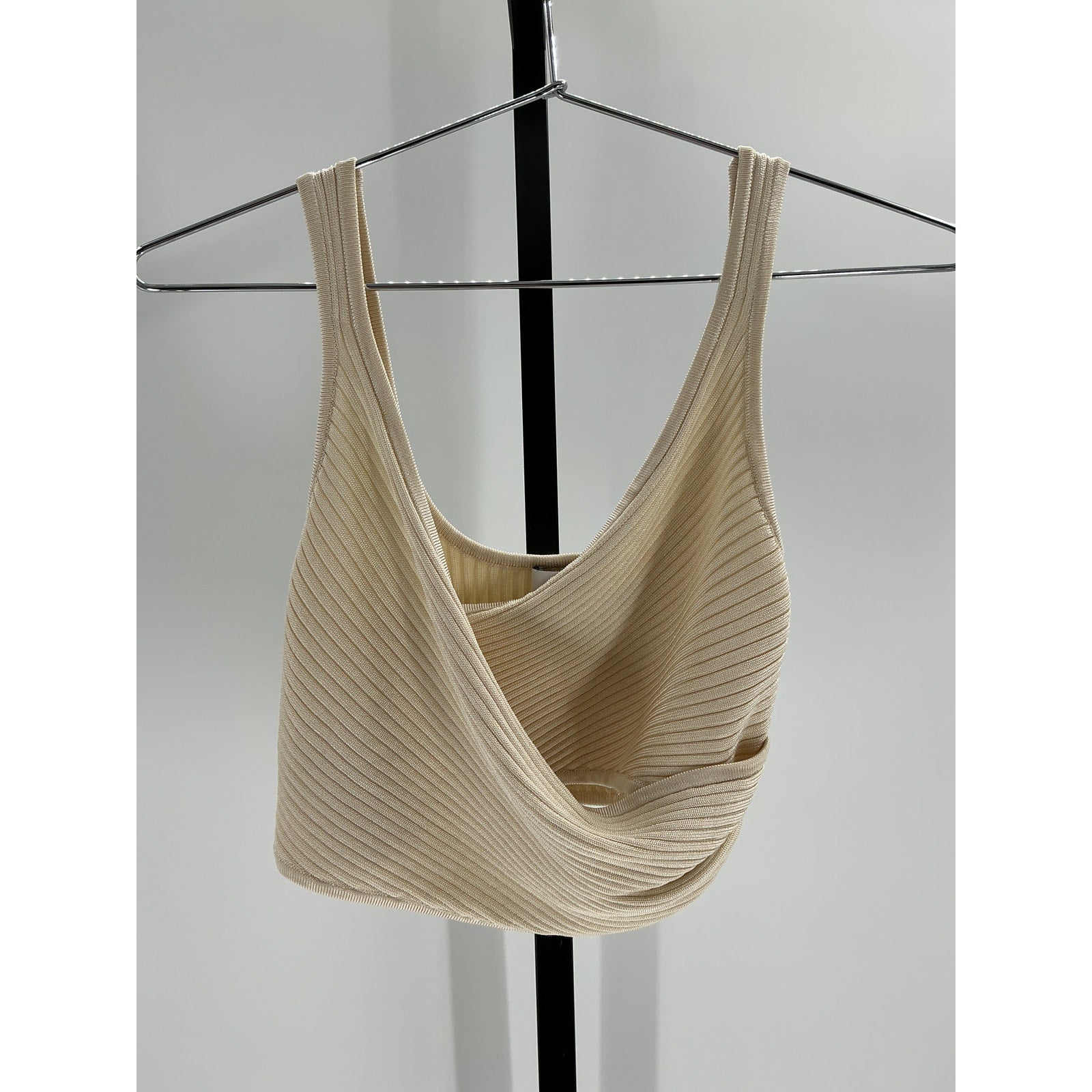 Significant Other 'Abbie' Beige Viscose Rib Knit Wrap Tank Top Size 4