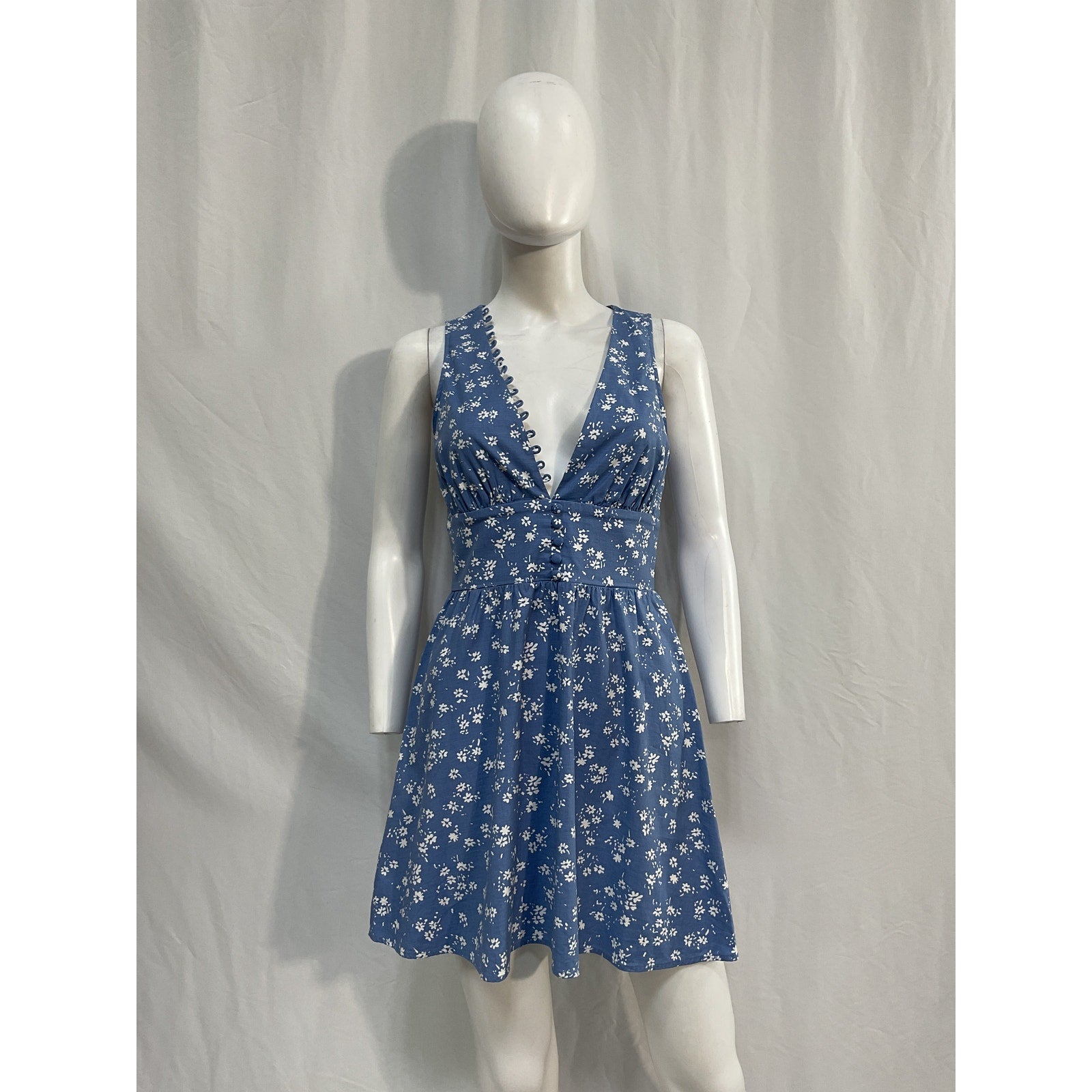 Reformation 'Isador' Blue Cotton Dress Size 4