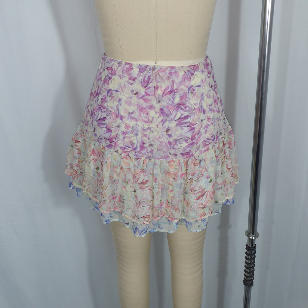 Loveshackfancy 'Rhodes' Pink Chiffon Skirt Size 4
