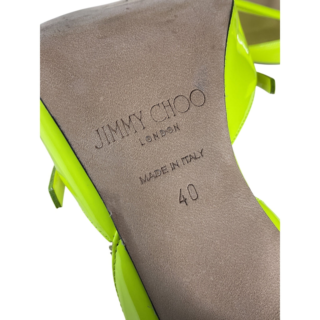 Jimmy Choo X 'Mugler' Yellow Leather Strap Pump Size 10