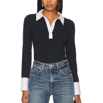 Cinq à Sept Contrast Navy And White Jaden Top Size S