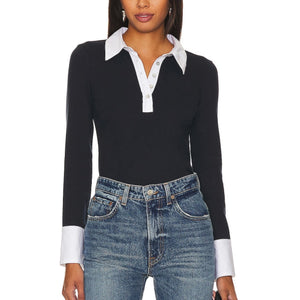 Cinq à Sept Contrast Navy And White Jaden Top Size S