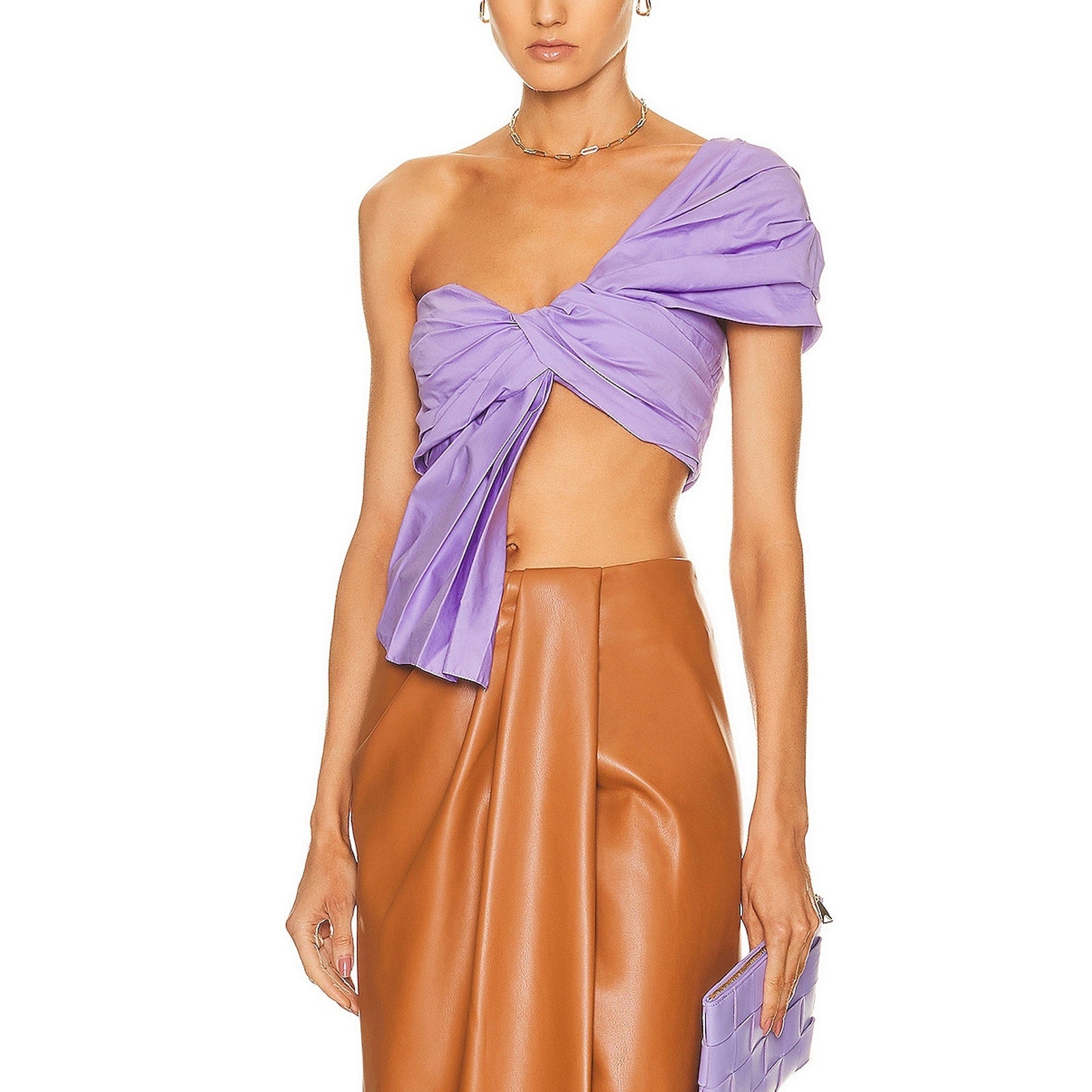 Johanna Ortiz 'Upolo' Purple One Shoulder Crop Top Size 2