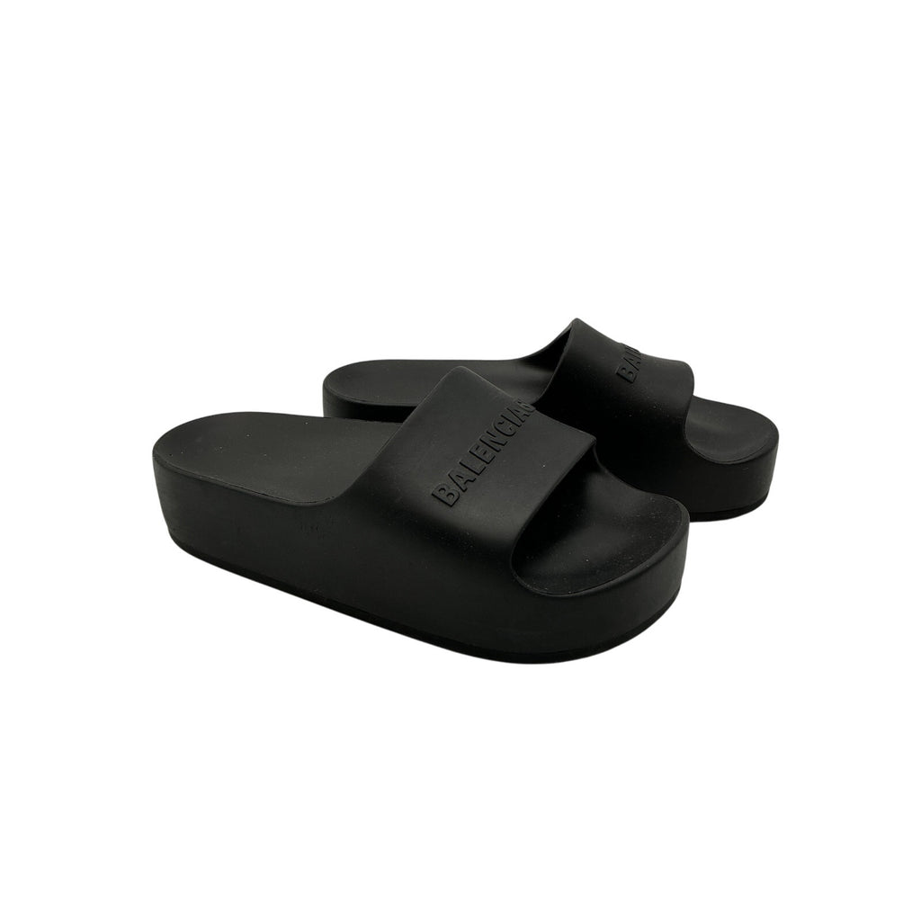 Balenciaga 'Mono' Black Rubber Slides Size 8