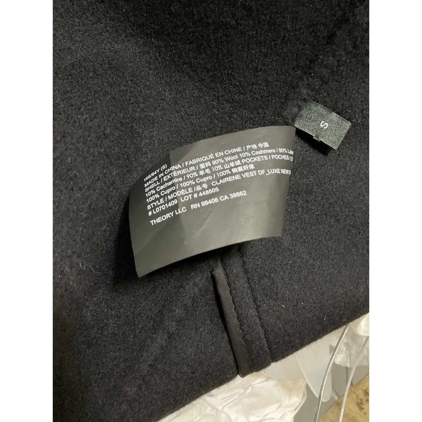 Theory 'Clairene' Black Wool Cashmere Blend Vest