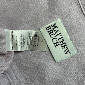 Matthew Bruch Cropped Long Sleeve Lilac Button Down Shirt Size 2