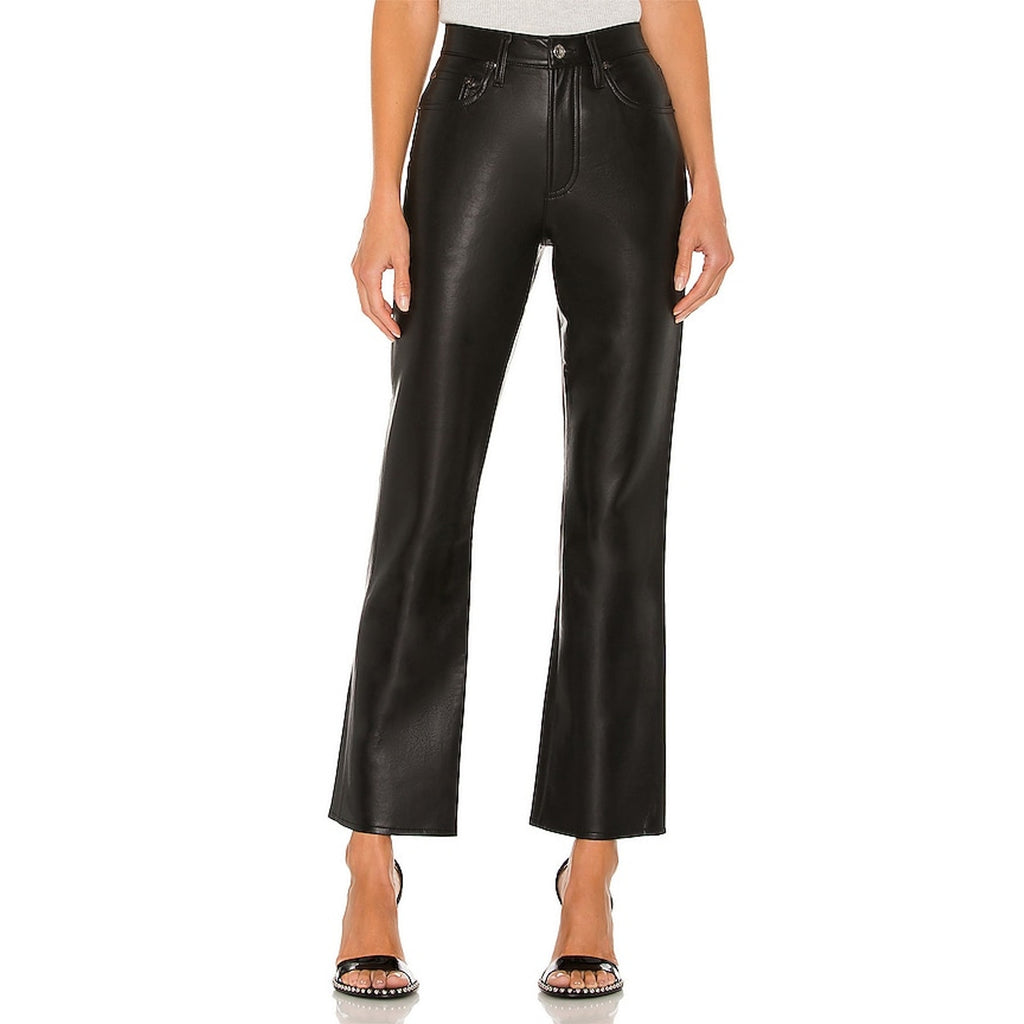 Agolde Recycled Black Leather Relaxed Boot Pant Size 32 - NWT