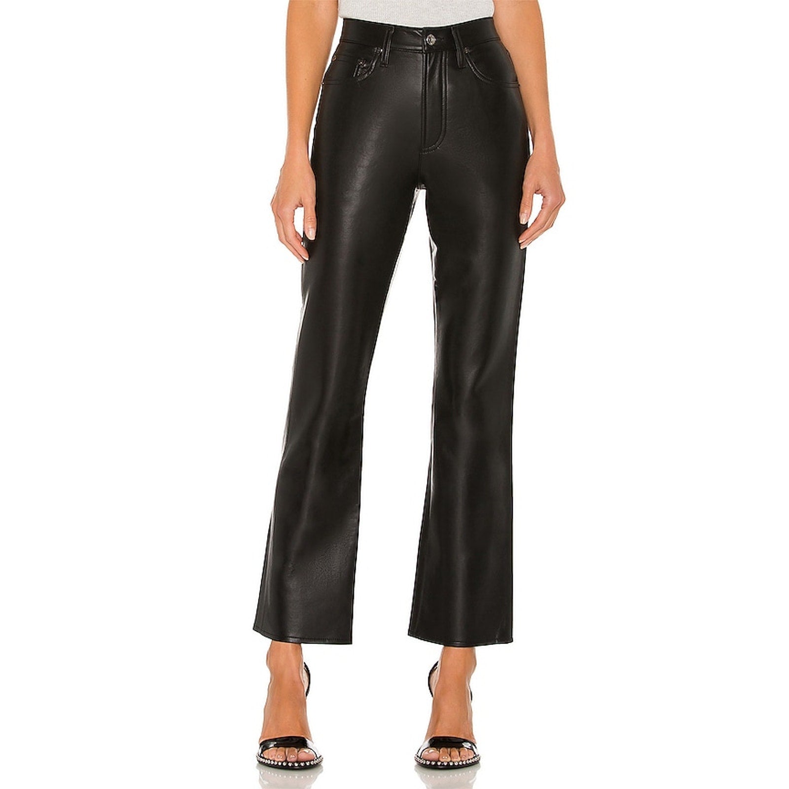 Agolde Recycled Black Leather Relaxed Boot Pant Size 32 - NWT