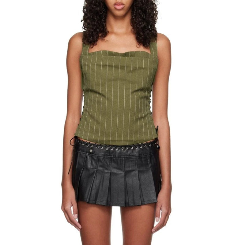 Miaou 'Vallois' Green Cowl Neck Wool Blend Corset Blouse Size XS