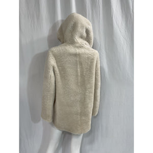 Maje 'Buckle-Front' White Shearling Coat Size 36