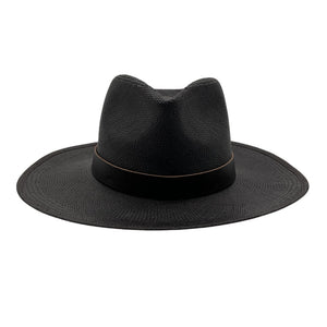 Janessa Leone Classic Black Leni Fedora Hat Size L