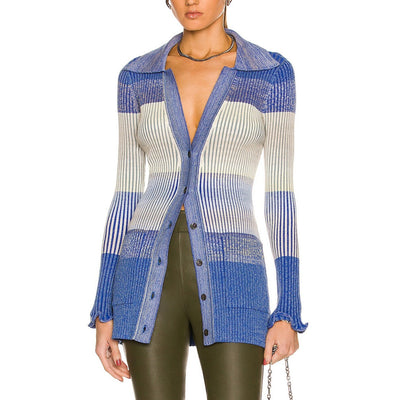 Simkhai Ribbed Blue Bianca Cardigan Size XS