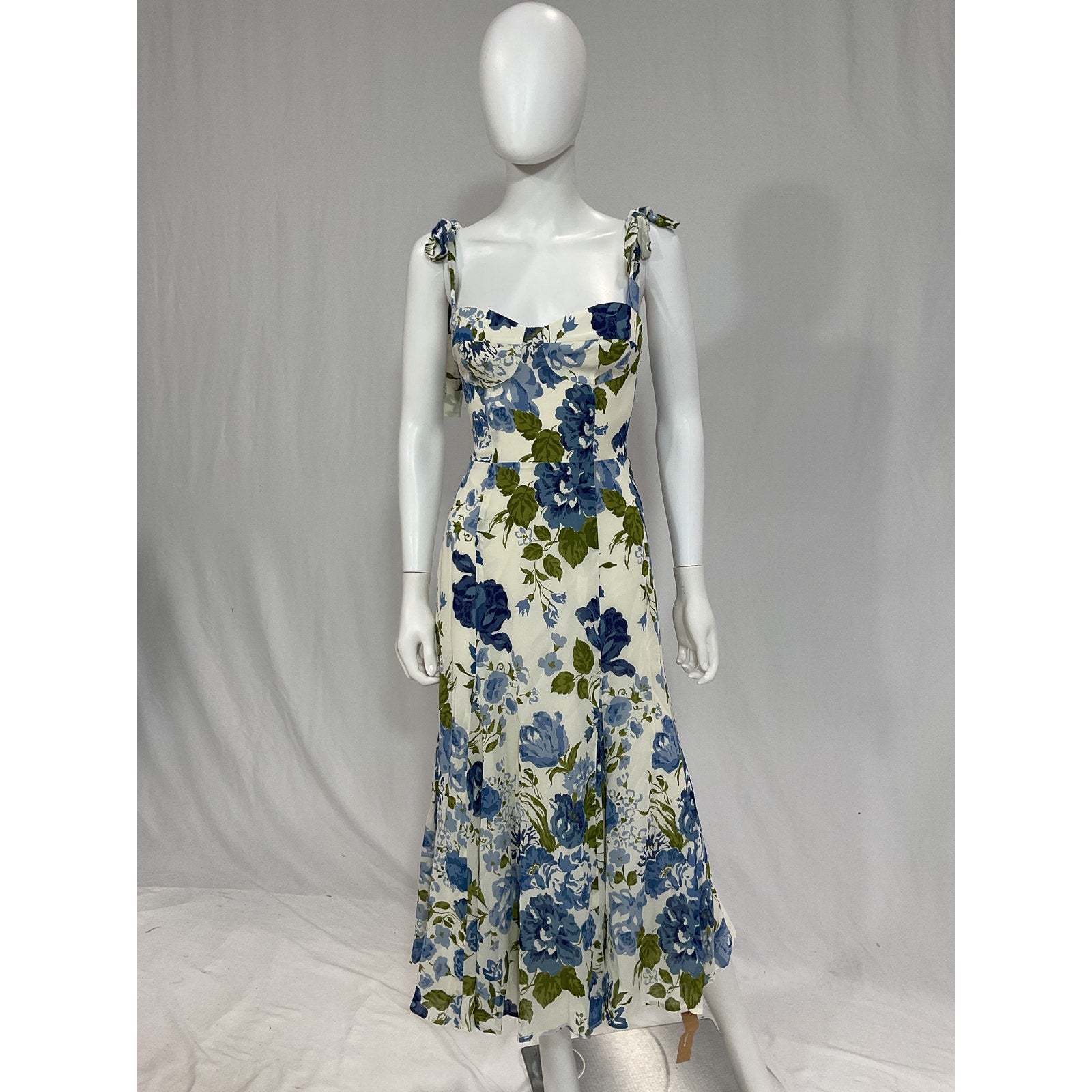 Reformation 'Nadira' Blue Georgette Sweetheart Neck Dress Size 0 - NWT